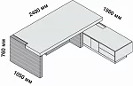 Стол руководителя с левой боковой опорой, правой тумбой и глухой фронтальной панелью  159933 - фото 1 из 5