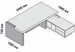 Стол руководителя с левой боковой опорой, правой тумбой и глухой фронтальной панелью  159933 - фото 2 из 5